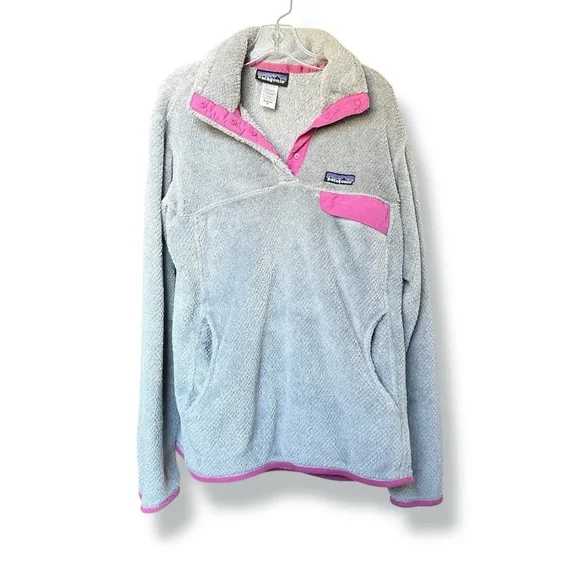 Patagonia Re-Tool Snap-T Grey Purple Fleece Button Up Pullover Sweatshirt M - Picture 4 of 8